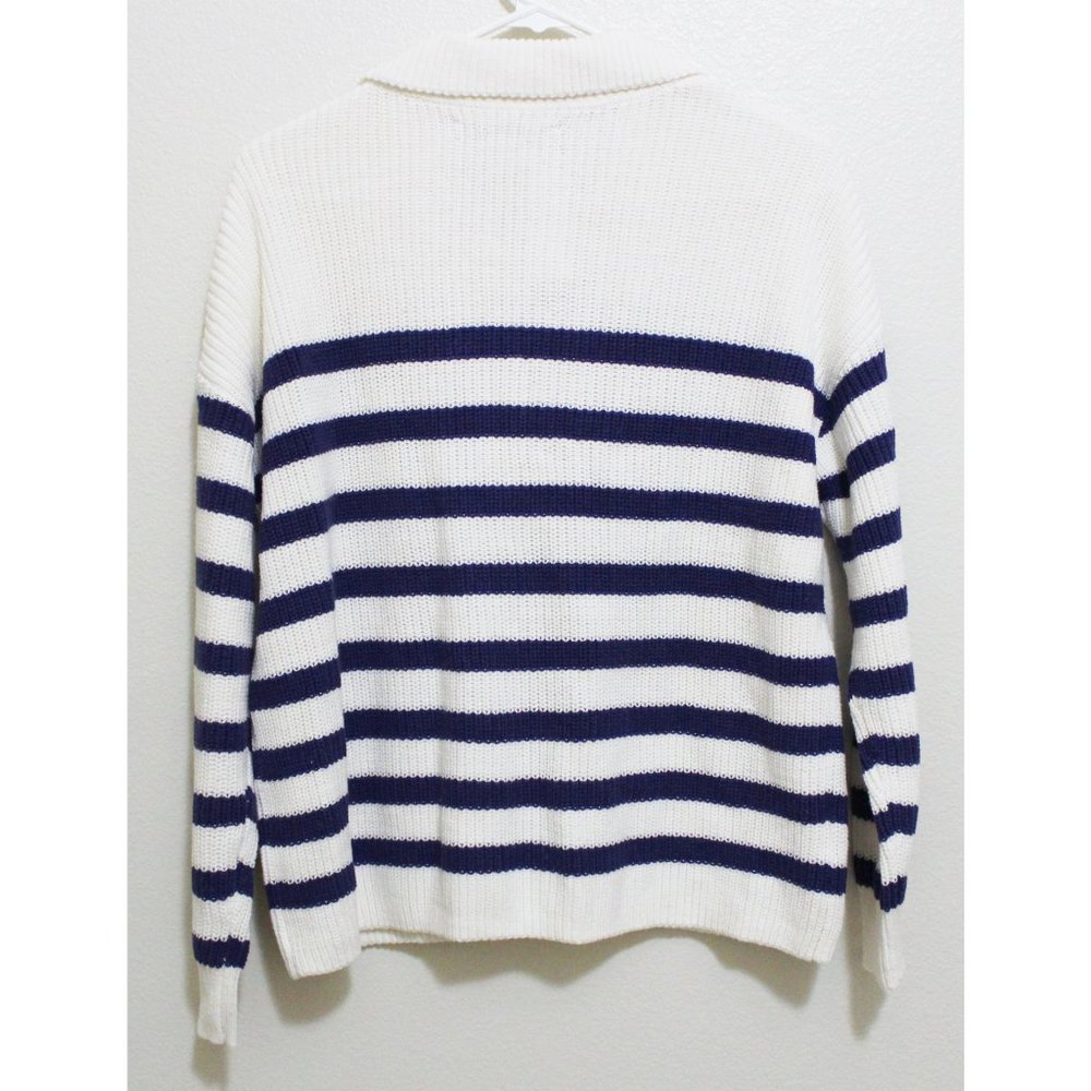 NWT LOFT Striped Lace Up Polo Sweater - Picture 6 of 6